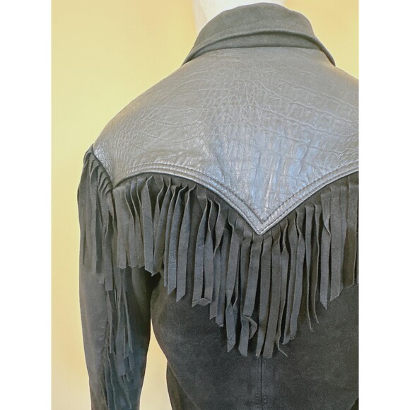 1980s Vintage Leather By Raphael Western Coat /Fringe Jacket / Medium - Picture 6 of 8